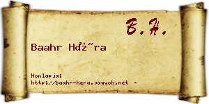 Baahr Héra névjegykártya